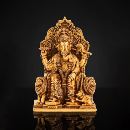 Big Brass Lord Ganesha Statue (15 Inch) – Antique Finish Mandir Decorative Idol