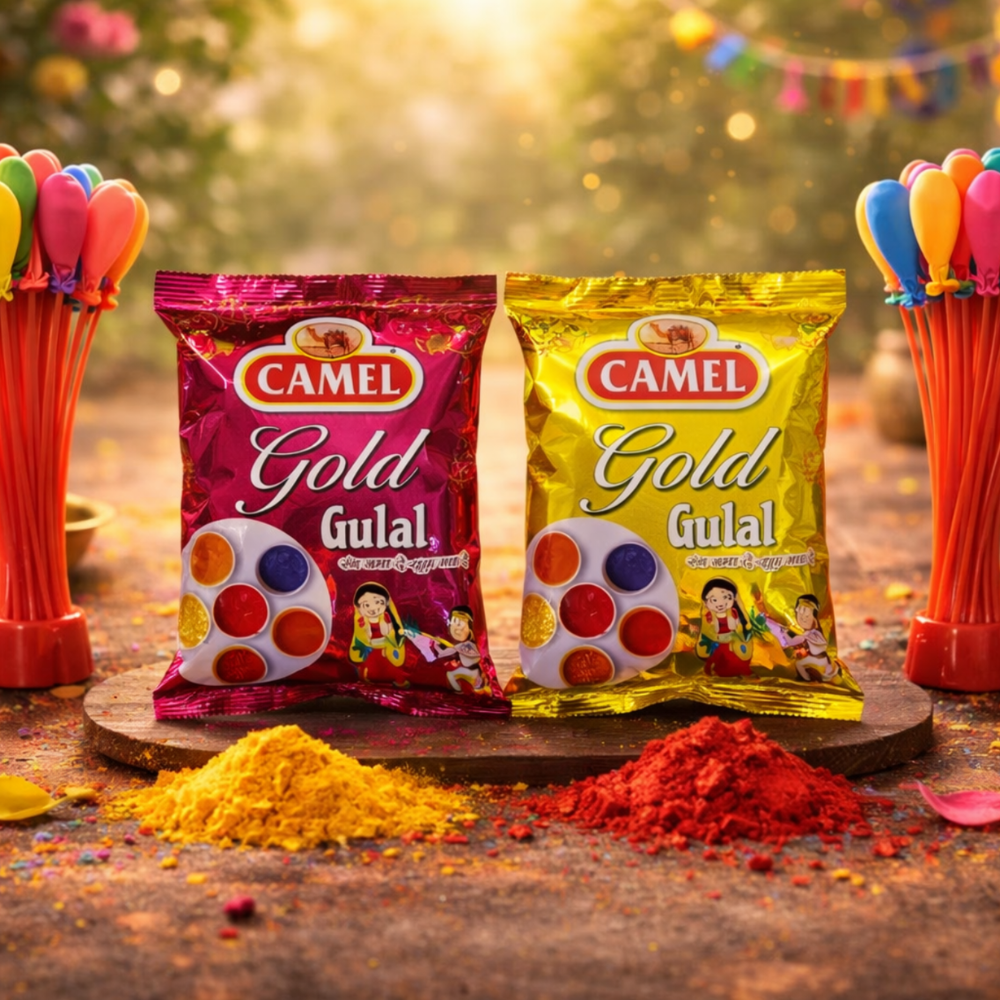 Saffron Blush Holi Gift Hamper – 2 Premium Gulal & Water Balloon Pack