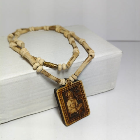 Sacred Tulsi and Wood Mix Sant Kanthi Mala For Mantra with Holy Pendant