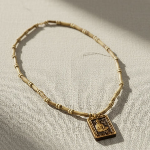 Sacred Tulsi and Wood Mix Sant Kanthi Mala For Mantra with Holy Pendant
