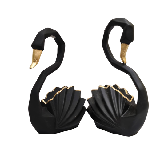Elegant Black Swan Couple Statue – Premium Table Top Home Decor