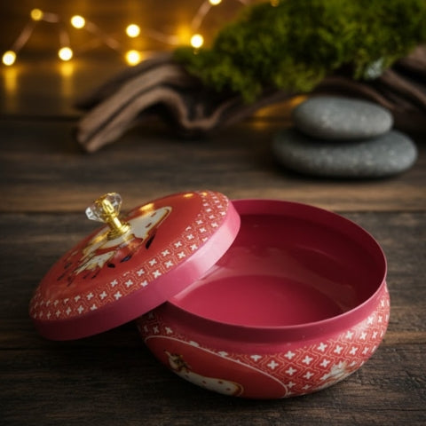 Handcrafted Pink Cow Motif Box