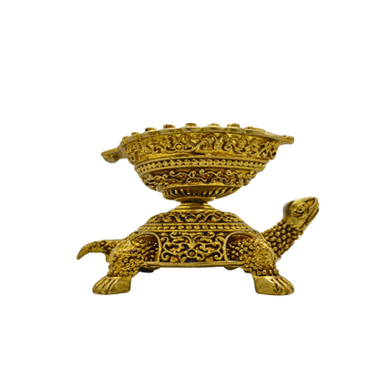 Brass Turtle Oil Lamp Stand – Vastu Feng Shui Decorative Puja Showpiece