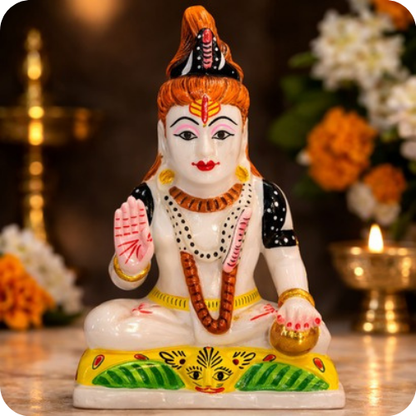 Handcrafted Marble Lord Shiva Idol (Mahadev Shiv Murti) for Home Temple & Puja