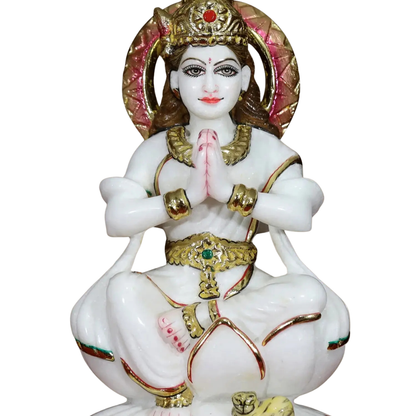 Large White Marble Namaste Idol for Home Temple | Big Size Premium Pooja Murti Statue
