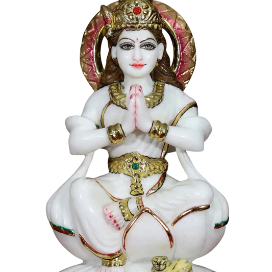 Large White Marble Namaste Idol for Home Temple | Big Size Premium Pooja Murti Statue