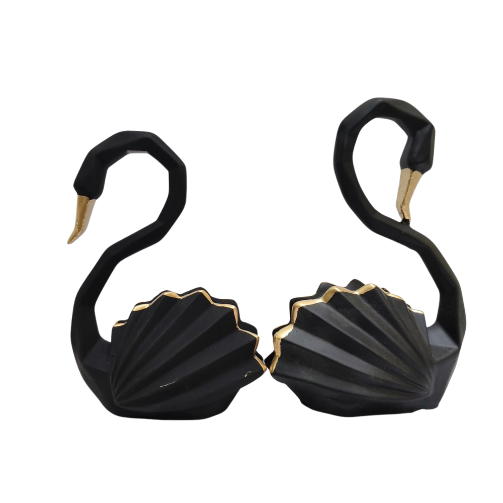 Elegant Black Swan Couple Statue – Premium Table Top Home Decor