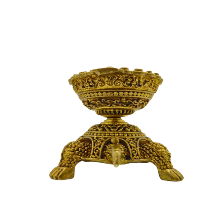 Brass Turtle Oil Lamp Stand – Vastu Feng Shui Decorative Puja Showpiece