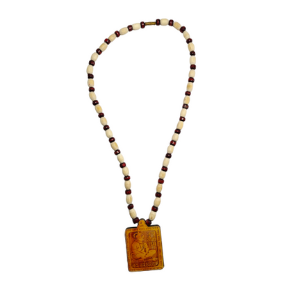 Sacred Veer Hanuman Printed Wooden Kanthi Mala For Mantra