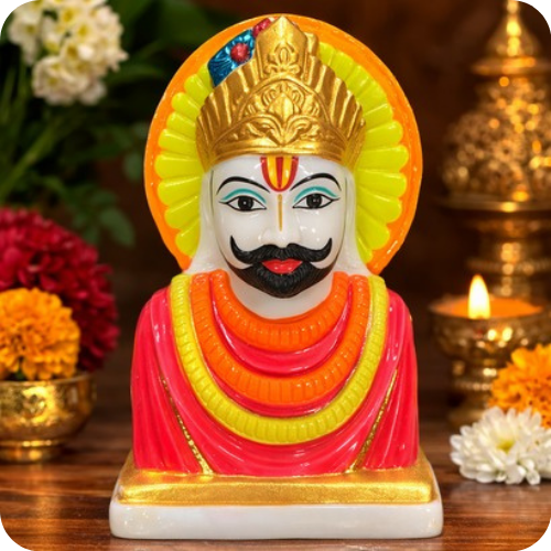 Premium Marble Khatu Shyam Baba Murti for Mandir & Spiritual Decor