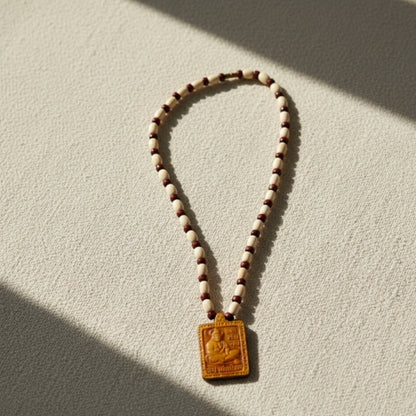 Sacred Veer Hanuman Printed Wooden Kanthi Mala For Mantra