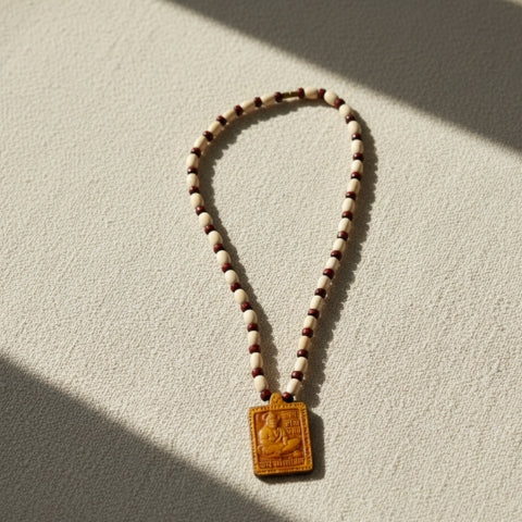 Sacred Veer Hanuman Printed Wooden Kanthi Mala For Mantra