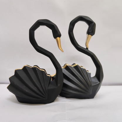 Elegant Black Swan Couple Statue – Premium Table Top Home Decor