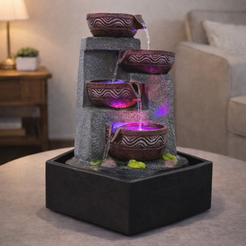Modern Multi-Tier LED Waterfall Fountain for Home Décor