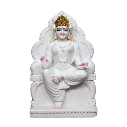 24 Inch Large Maa Lakshmi Ji White Marble Murti | Big Size Mahalakshmi Blessing Idol for Home Temple