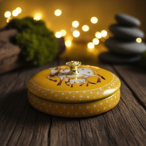 Handcrafted Cow Motif Jewelry Box
