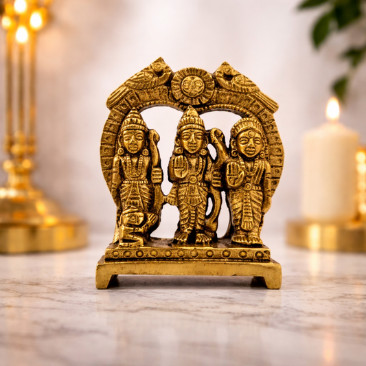 Premium Brass Ram Darbar Statue – Ram Parivar Decorative Idol for Home Mandir & Puja