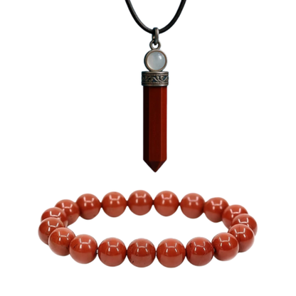 Red Jasper Power Shield Combo – Energy Bracelet with Protection Pendant