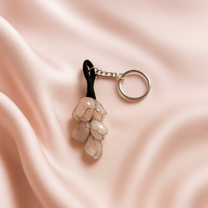 Rose Quartz Love Grape Keychain