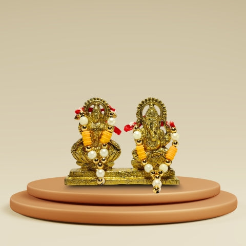 Shubh Lakshmi Ganesh Brass Idol – Blessings of Wealth & Wisdom