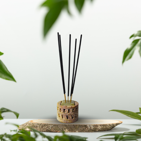 Aaradhya Gold Stone Incense Holder – Daily Pooja Bliss