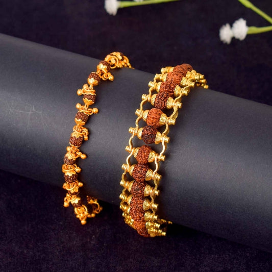 Gold Plated Rudraksha Bracelet for Women