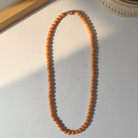 Elegant Orange Bead Necklace – Classic Handmade Jewelry