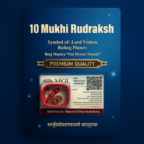 Vishnu Protector 10 Mukhi Rudraksha (Certified)