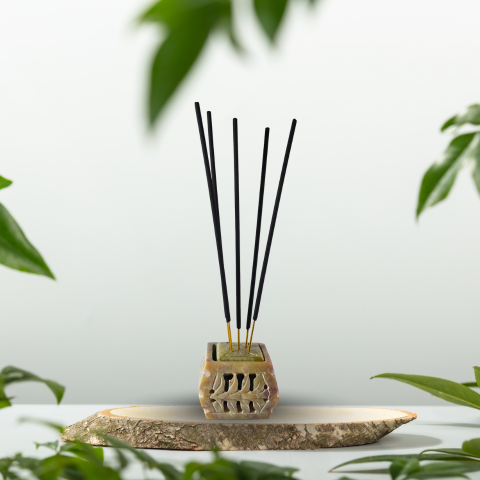 Kreyam Gold Agarbatti & Incense Holder – Daily Pooja Stone Stand