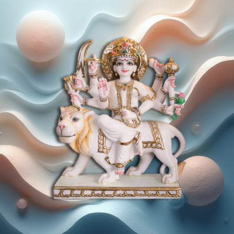 Shakti Roop Maa Durga Statue – Handmade Lion Rider Murti for Home & Office