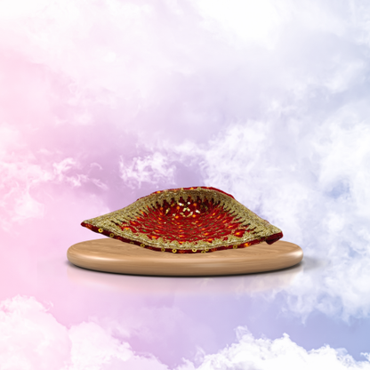 Royal Red  Pooja Soop – Golden Embroidered Base