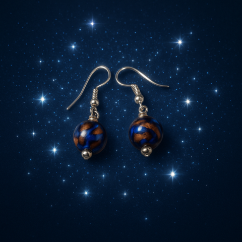 Royal Blue Handcrafted Pottery Bead Earrings