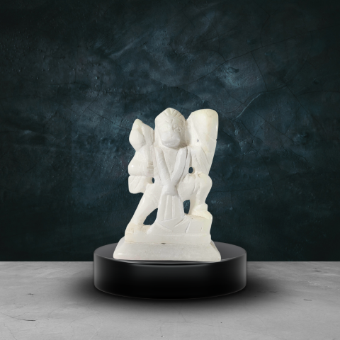 Small White Marble Hanuman Idol – Handcrafted Spiritual Home Décor Statue
