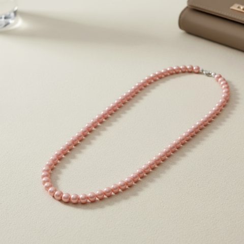 Elegant Pink Pearl Necklace for Women – Classic Jewelry Gift | No Bag Service
