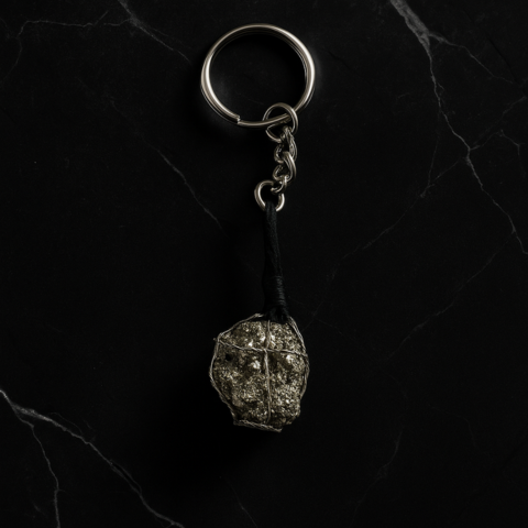 Golden Pyrite Wealth Tumble Keychain