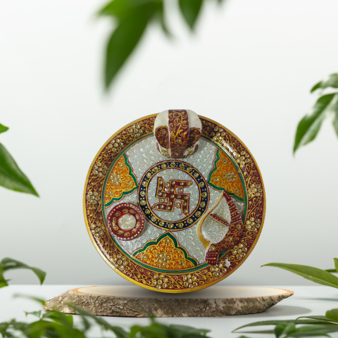 Handcrafted Marble Ganesh Pooja Thali
