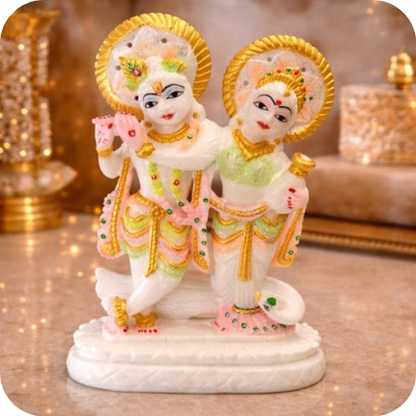 Radha Krishna Marble Idol for Home Temple – Decorative Pooja Murti