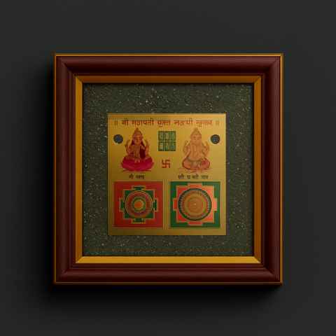 Shree Ganpati Lakshmi Yantra Frame – Prosperity & Good Fortune Decor