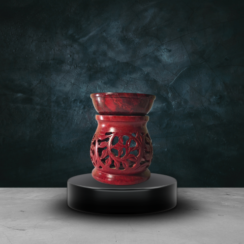 Handcrafted Red Marble Oil Diffuser – Decorative Aroma Burner