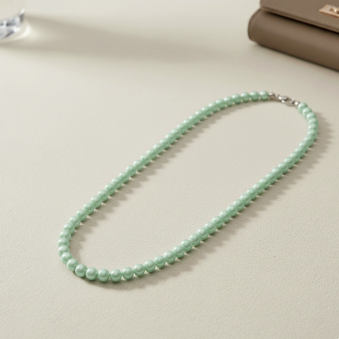 Mint Green Bead Necklace – Elegant Handmade Jewelry