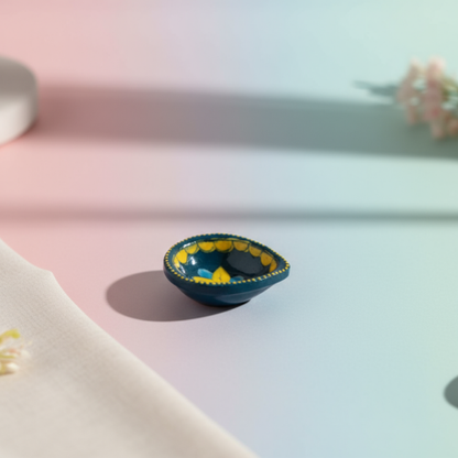 Green Floral Ceramic Pooja Diya