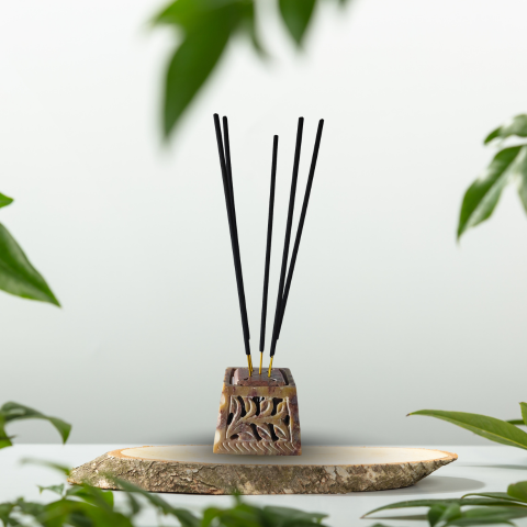 TranquilStone Incense Stick & Dhoop Holder – Round Ash Catcher
