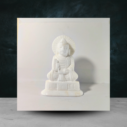 White Marble Lord Buddha Idol – Handcrafted Spiritual Décor Statue
