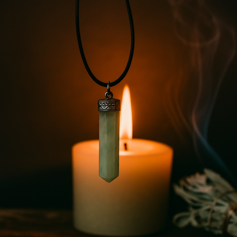Light Green Aventurine Hexagon Point Pendant