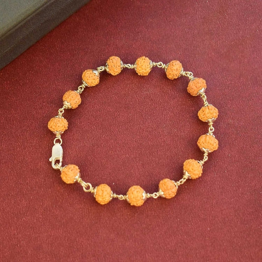 Authentic & Certified Natural Rudraksha Bracelet with Silver Capping