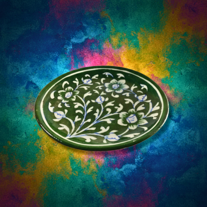 Jade Green Handcrafted Flower Plate