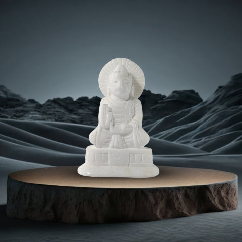 White Marble Lord Buddha Idol – Handcrafted Spiritual Décor Statue