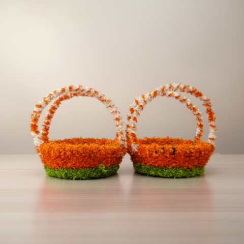 Tricolor Decorative Flower Basket – Pooja & Festival Decor