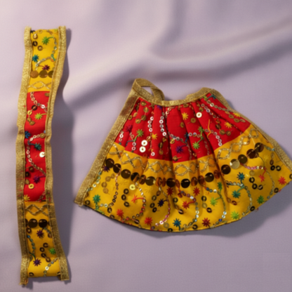 Shubh Veena Vadini Vastra –Red & Yellow Divine Ensemble