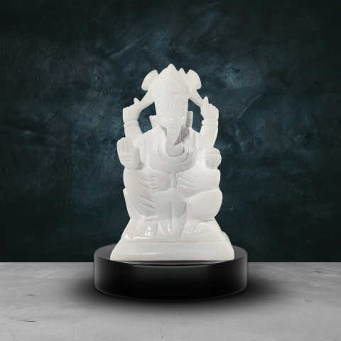 Handcrafted White Marble Lord Ganesha Idol – Spiritual Home Décor Statue
